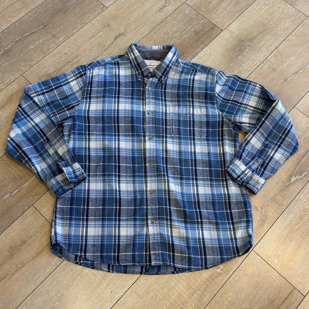 Weatherproof Vintage Blue Plaid Flannel Shirt - Men's XL
